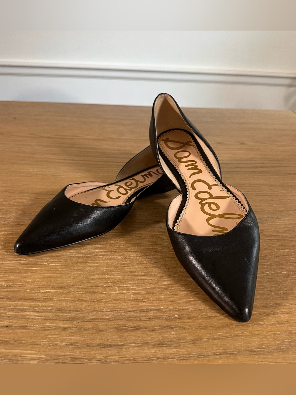 Sam Edelman Black Pointed Toe d’Orsay Ballet Flats Size 9.5